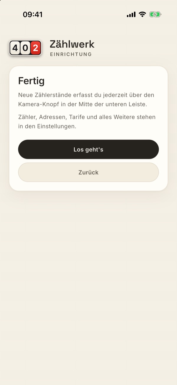 Der Abschluss der Einrichtung