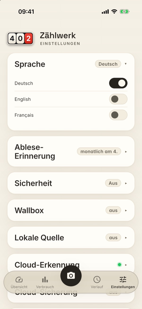 Die Karte Sprache