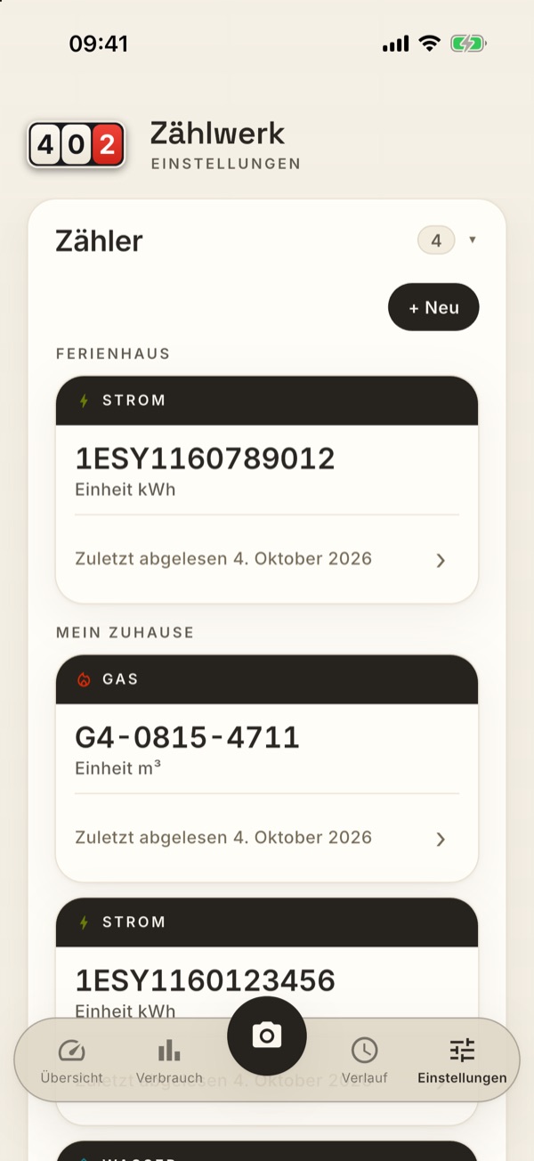 Die Karte Zähler