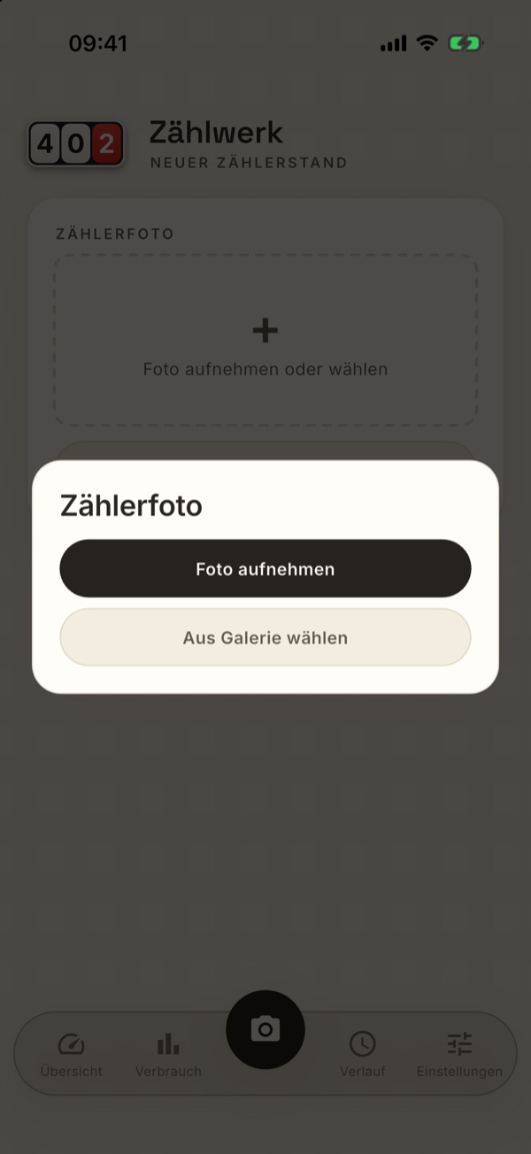 Foto aufnehmen oder aus der Galerie wählen