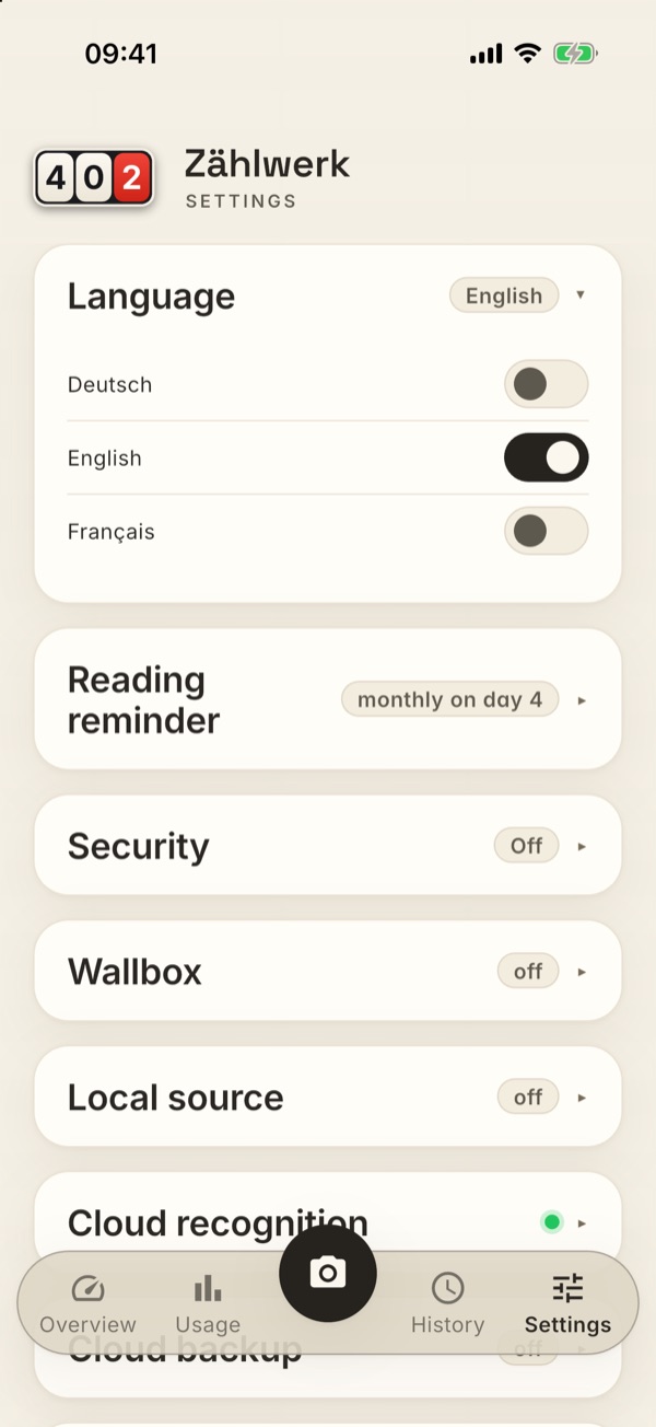 The Language card