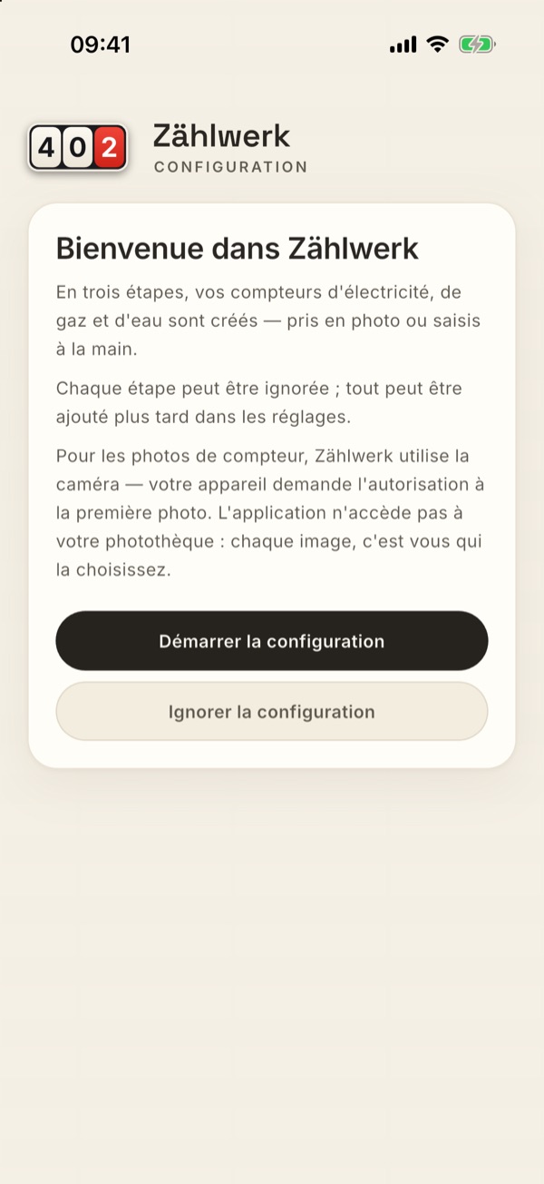 L’étape de bienvenue : démarrer ou ignorer la configuration