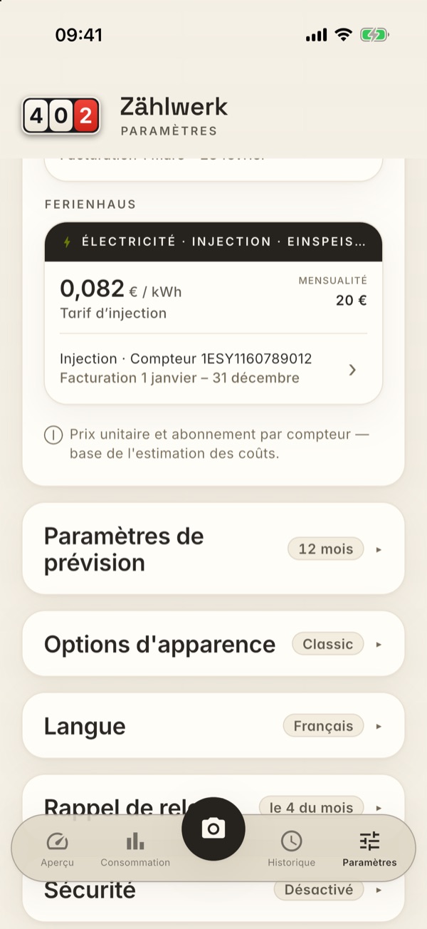 Le contrat d'injection dans la carte Contrats
