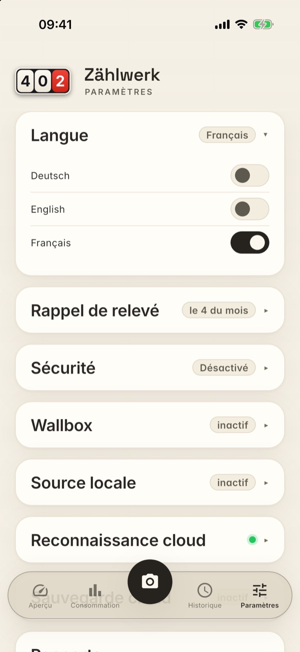 La carte Langue