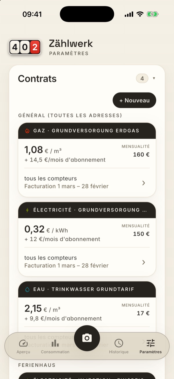 La carte Contrats